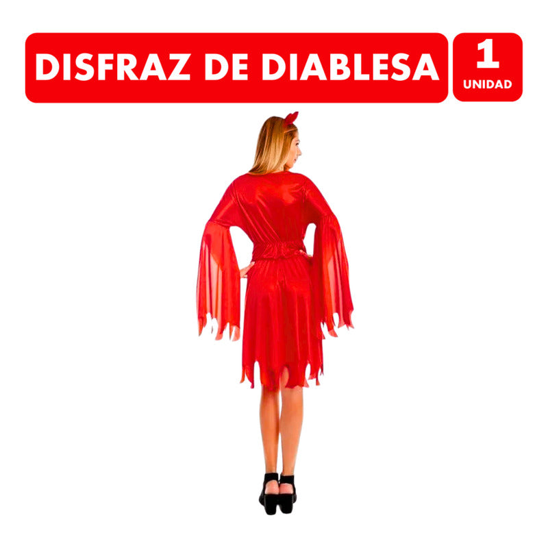 Disfraz Traje Diablesa Mujer Adulto Especial Halloween Rojo S