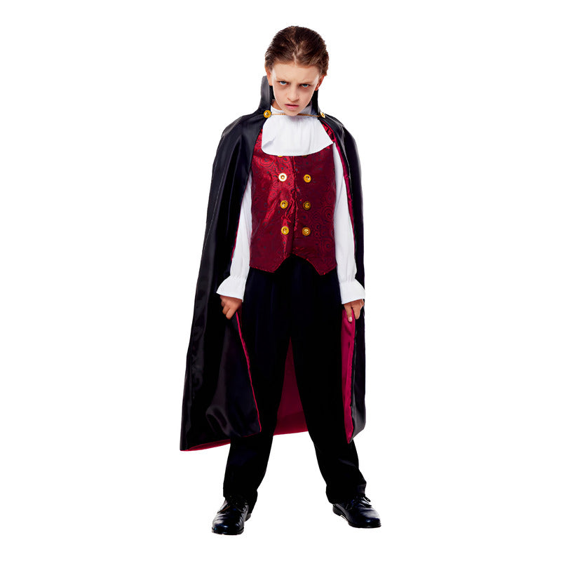 Disfraz Traje De Vampiro Clásico Infantil Niño Halloween Rojo Y Negro 5-6