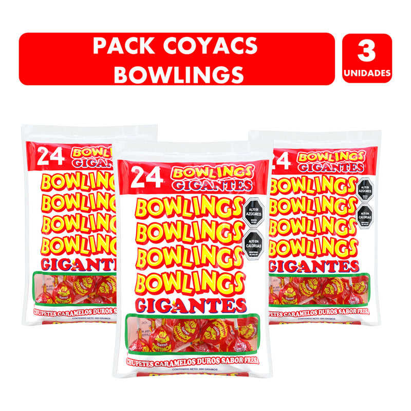 Coyacs Bowling Rojo Sabor Fresa Fruna - Pack De 3 Bolsas