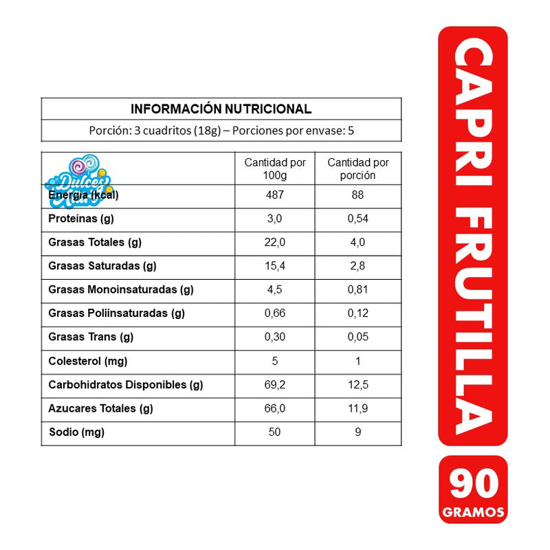 Capri De Frutilla - Barra De Chocolate Clásico(barra De 90g)