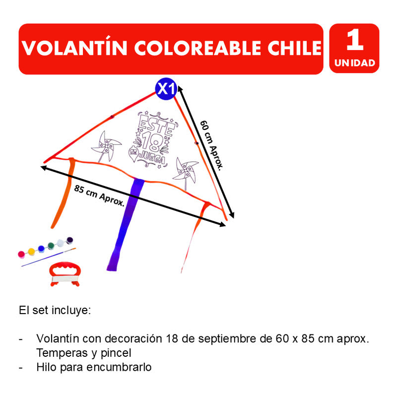 Volantin Para El 18 Coloreable - Tipo Cometa Con Pinturas