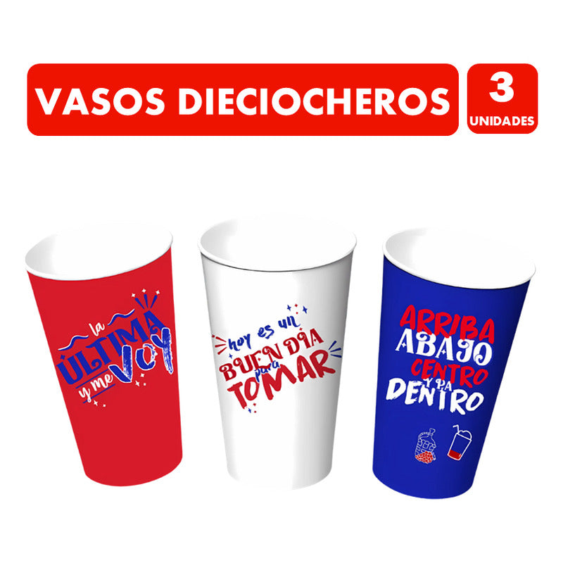 Vasos Reutilizables Del 18 Con Diseños Entretenidos (3un)