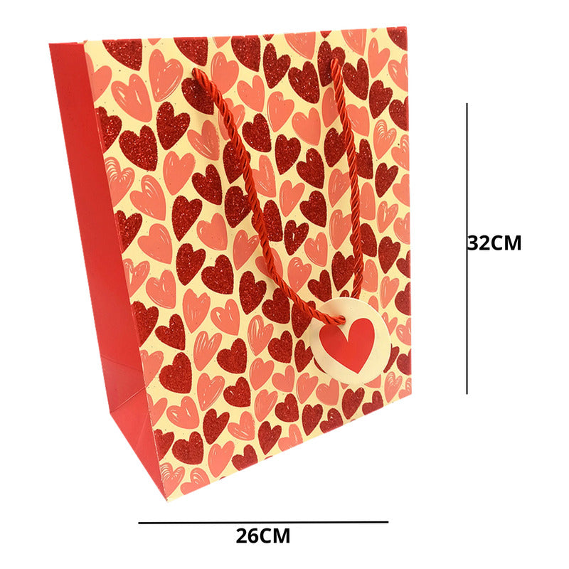 Bolsa De Regalo San Valentín Diseño Corazones 32x26 - Unidad Surtido Bolsa De Regalo San Valentín