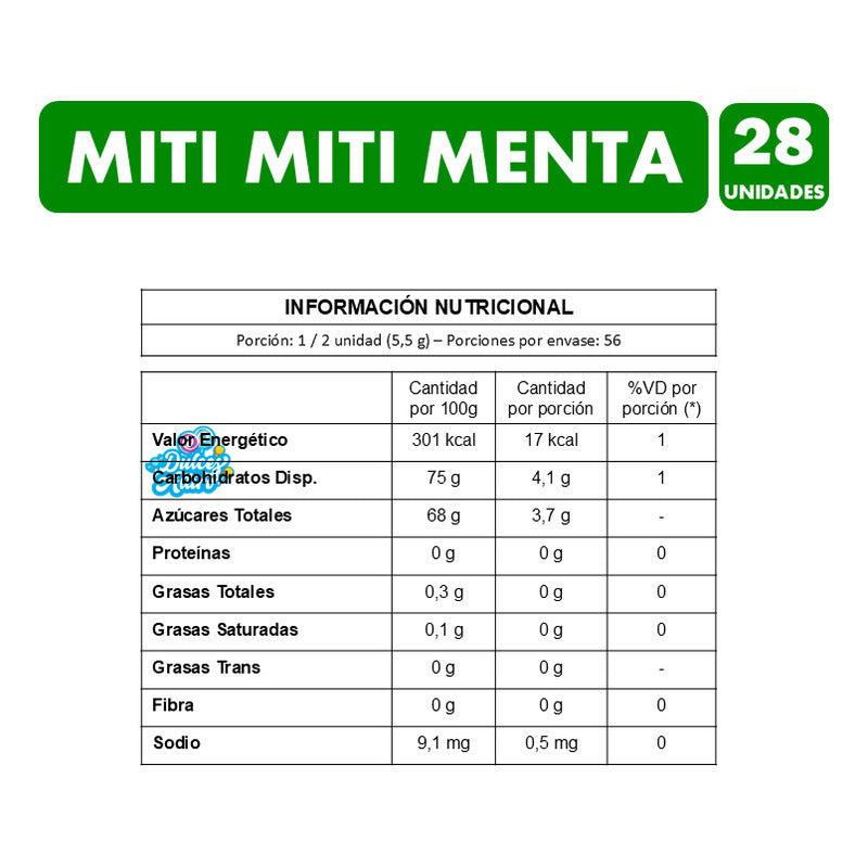 Miti Miti Menta - Chicle Goma De Mascar De Arcor (caja 28 U)