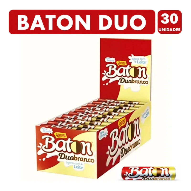 Baton Duo Chocolate De Leche Y Chocolate Blanco Garoto (30u)