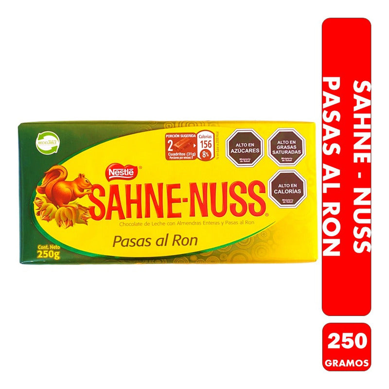 Sahne Nuss Pasas Al Ron - Tableta De Nestle (barra De 250gr)