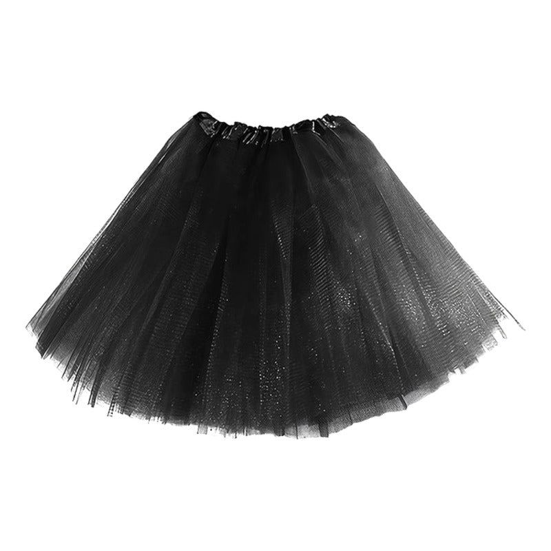 Falda Tutu Negro Liso Mujer Especial Halloween 40 Cm Tul Estandar