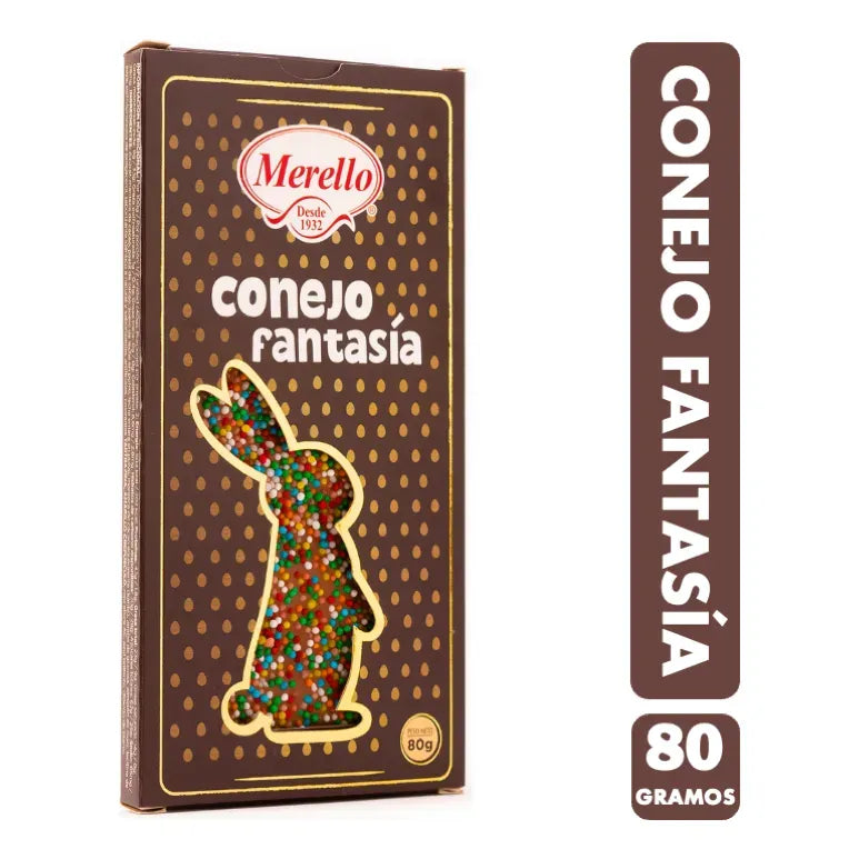 Chocolate Conejo Fantasía Con Chispitas De Colores Barra 80g