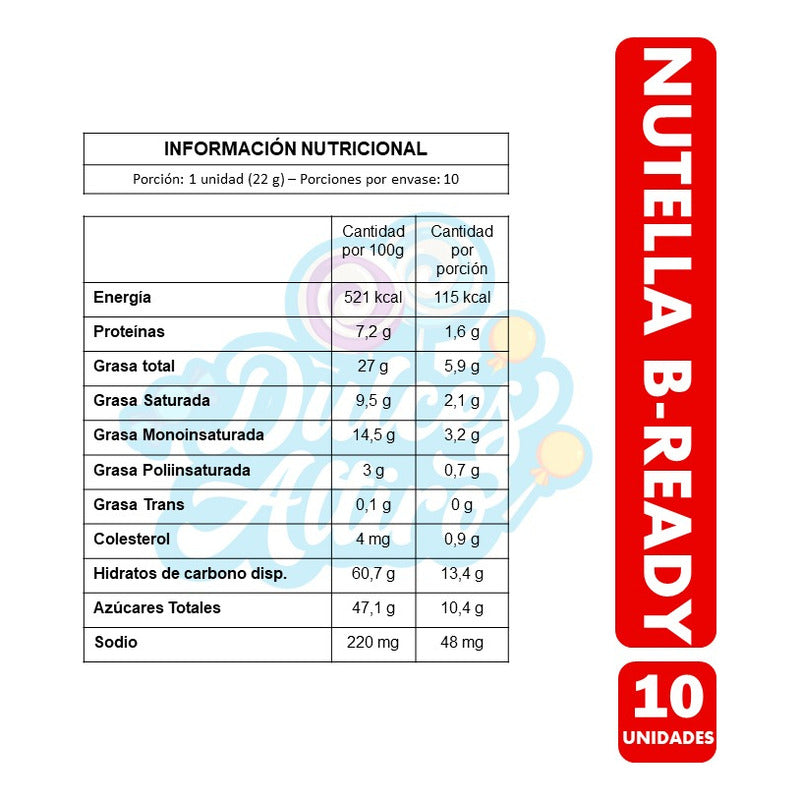 Nutella B-ready, Barra Rellena De Avellana Y Cacao (10 Uni)