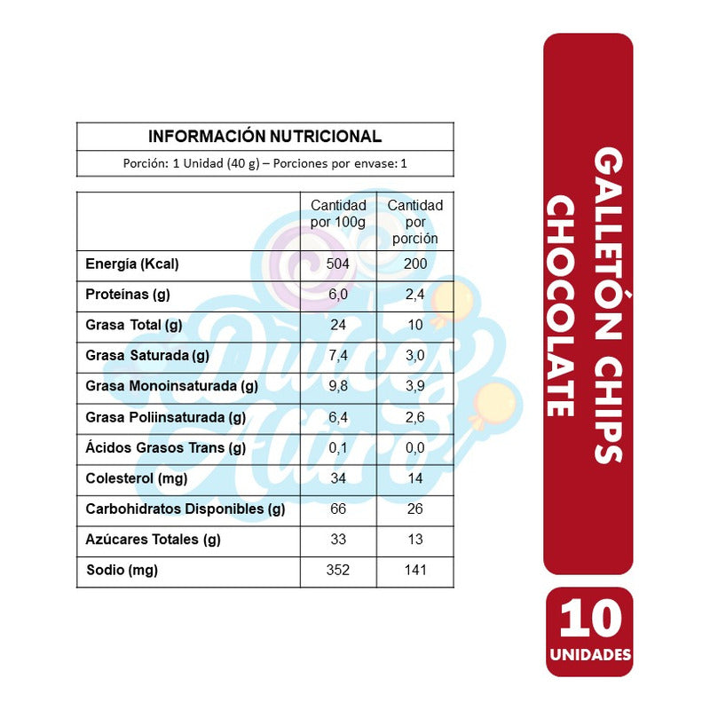 Pack De Galletón Chips Chocolate Nutra Bien (pack De 10 Un)