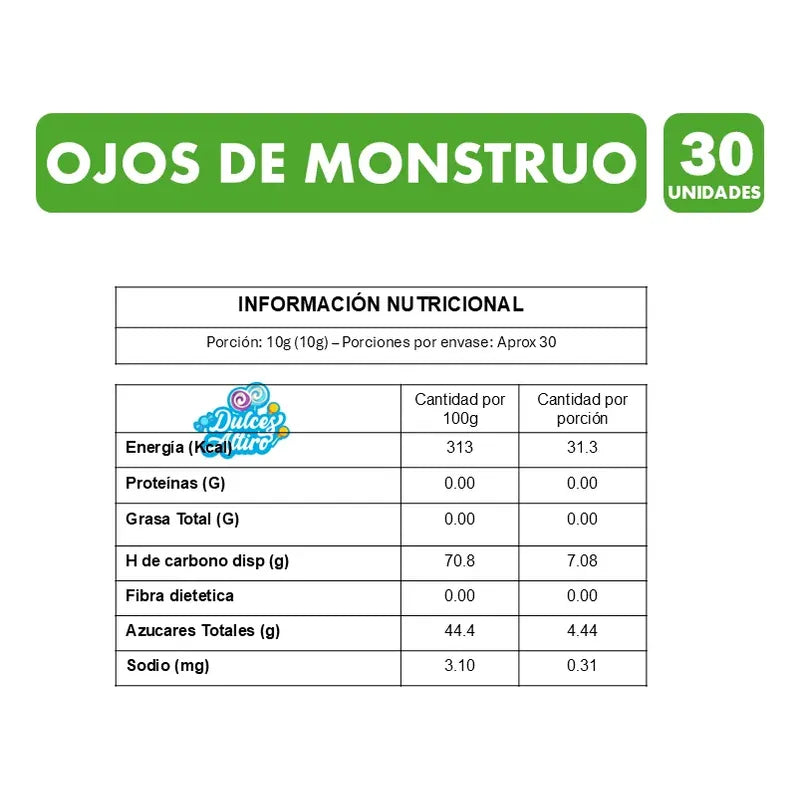 Gomitas Hallowen Ojos De Monstruo Con Centro Líquido - 30uni