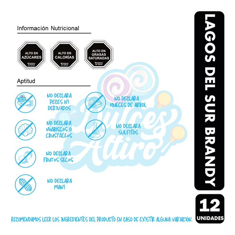 Alfajor Lagos Del Sur Sabor Brandy (pack De 12 Unidades)