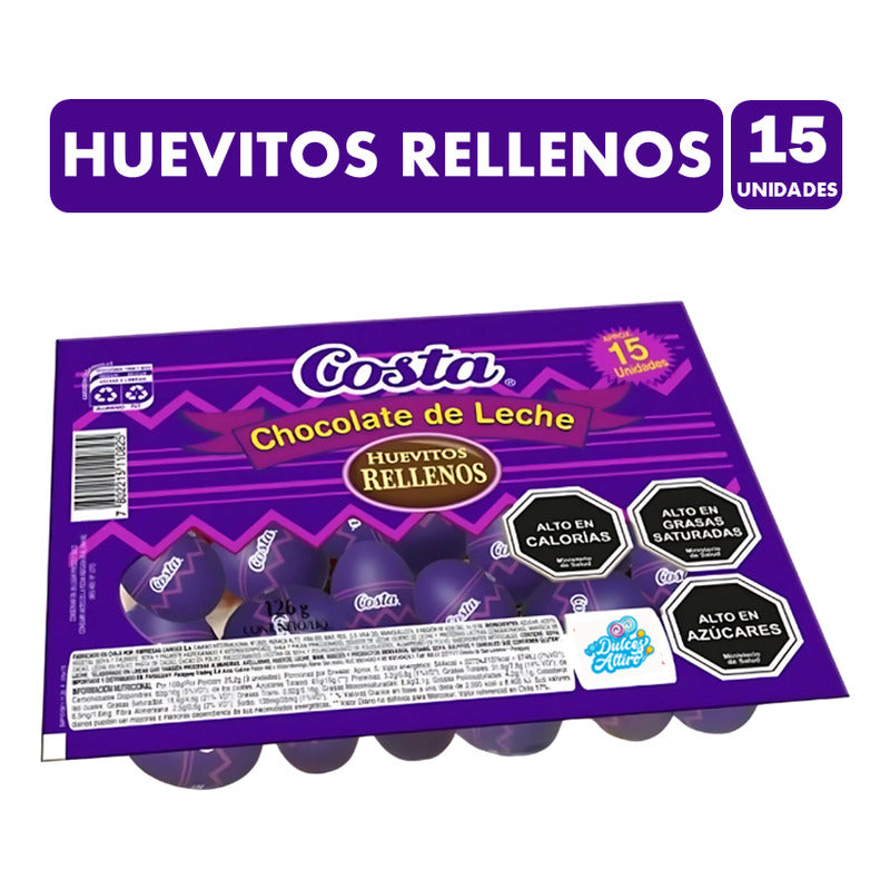 Huevos De Pascua Rellenos Costa Chocolate (bandeja De 15 Un)