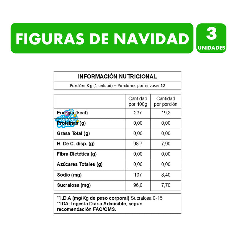 Especial Navidad - Caramelos Sin Azúcar Figuras Surtidas 3un