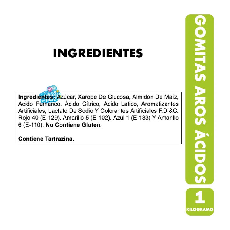 Gomitas Gomutcho Ácidas En Forma De Aros (bolsa De 1 Kg)