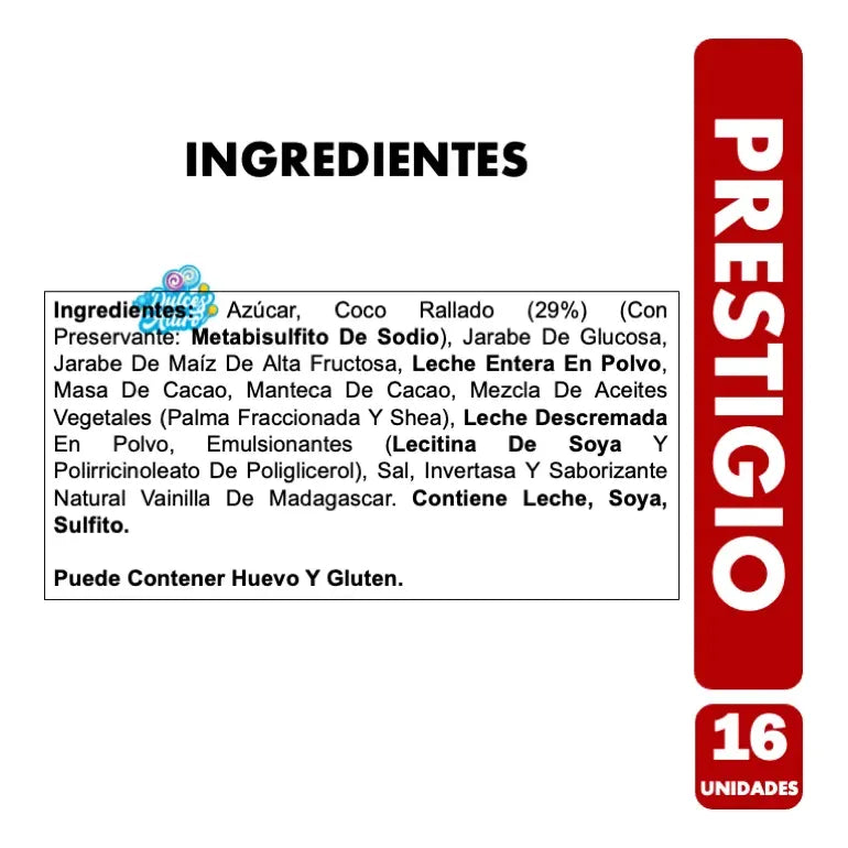 Prestigio - Chocolate Relleno Con Coco De Nestlé (caja 16un)