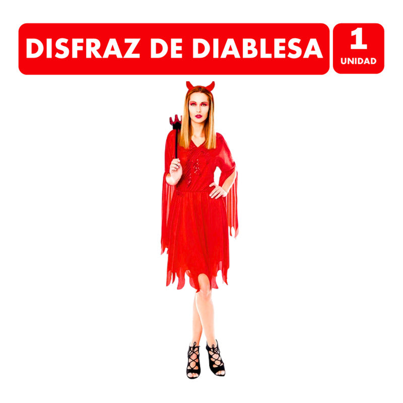 Disfraz Traje Diablesa Mujer Adulto Especial Halloween Rojo L