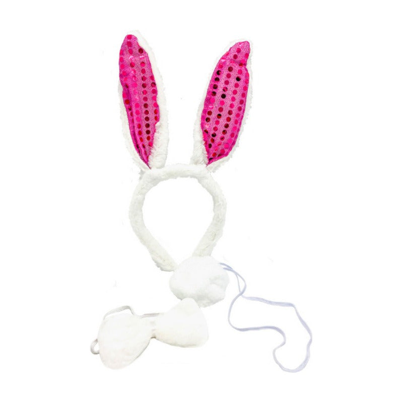 Cintillo Orejas/corbatín Con Lentejuelas De Pascua Paraniñas