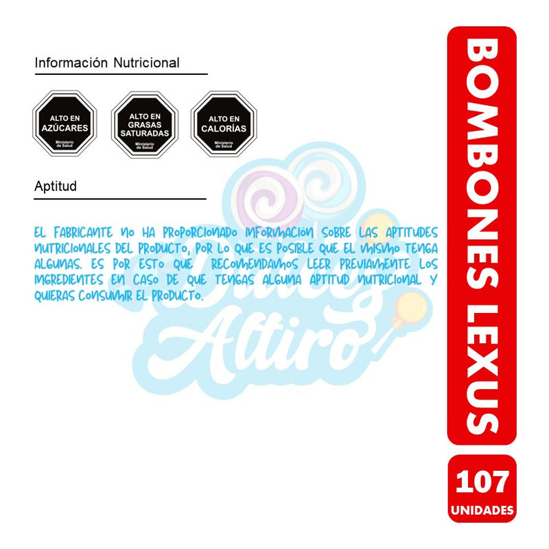 Bombones Lexus, Chocolate Relleno Sabores Surtidos (107 Uni)
