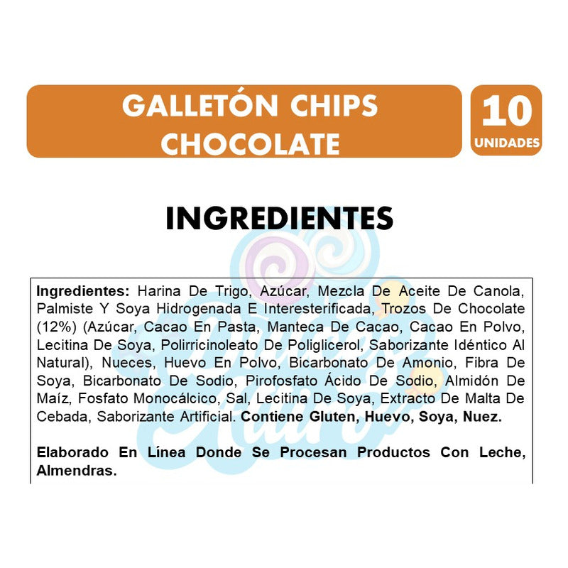 Galletón De Colación Chip Chocolate -nutrabien(pack Con 10u)