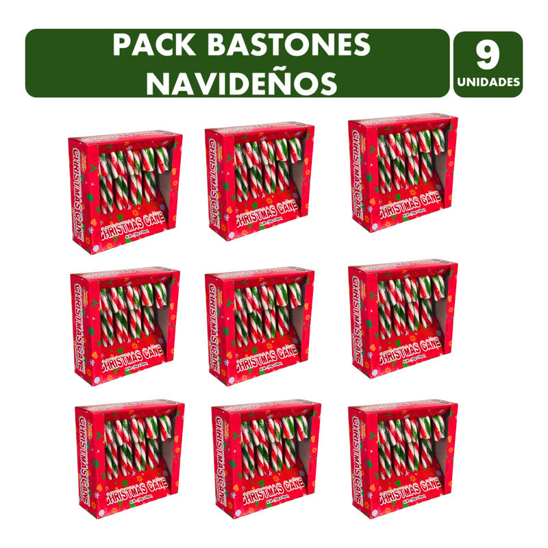 Bastones Dulces Navideños-pack Con 9 Display De Bastoncitos