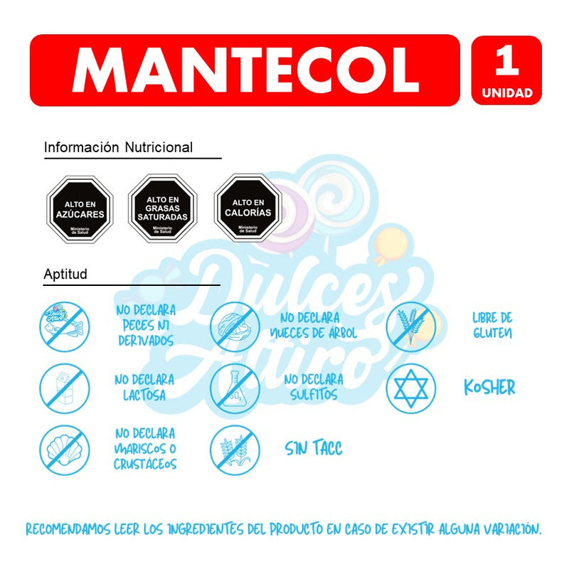 Barra De Mantecol 250 Grs - Libre De Gluten