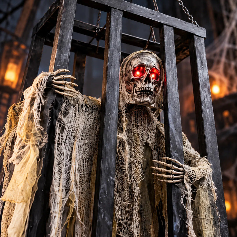 Esqueleto Enjaulado Animatronics - Decoración Halloween