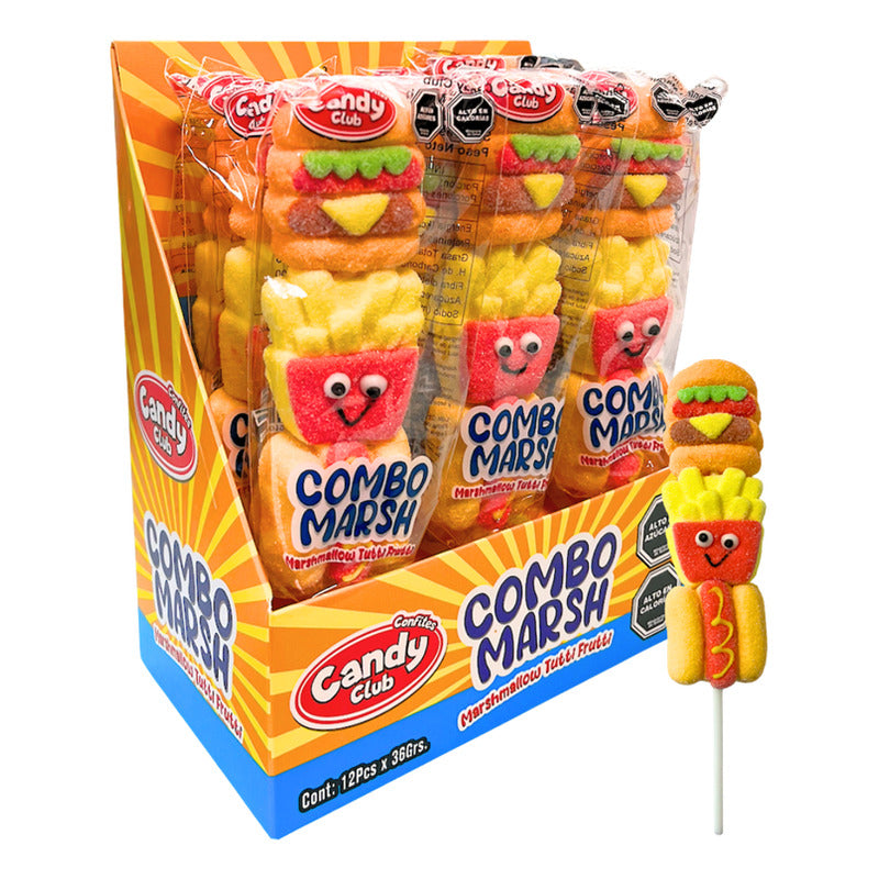 Marshmallow En Forma De Papas Hamburguesa Y Completo (12 Un)