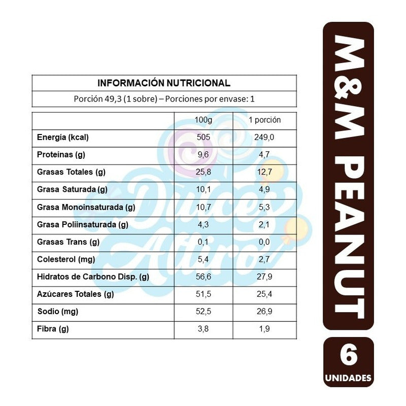M&m Amarillo - Peanut - Mani (pack Con 6 Unidades)