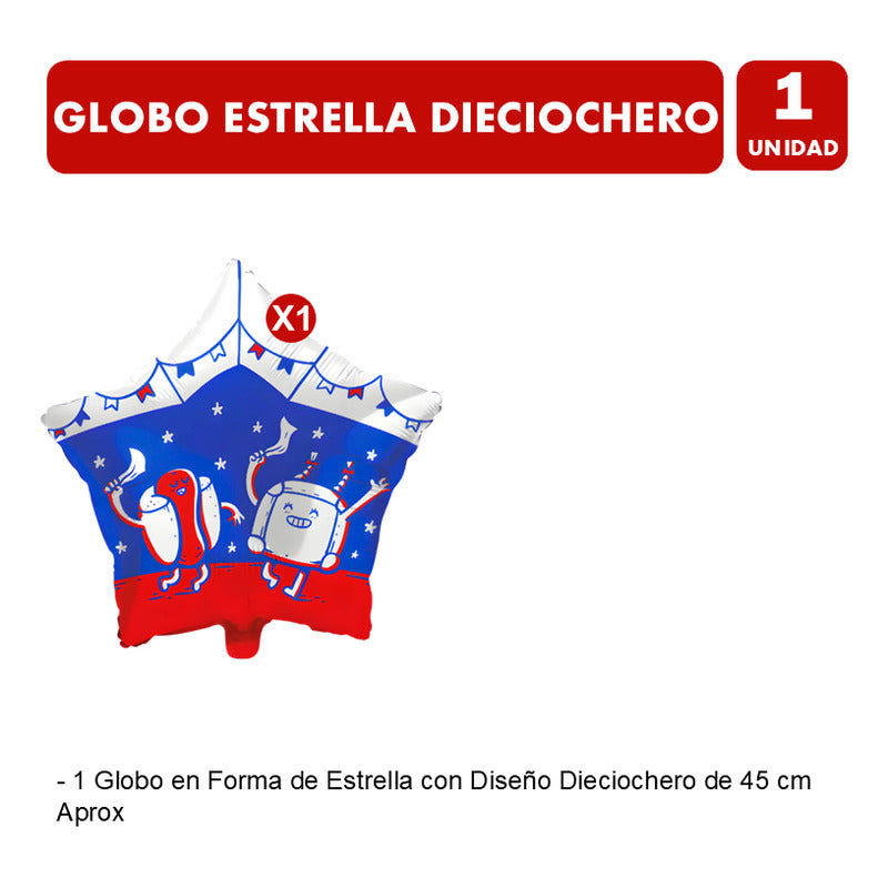 Globo Para El 18 Con Forma De Estrella Fiestas Patrias (un)