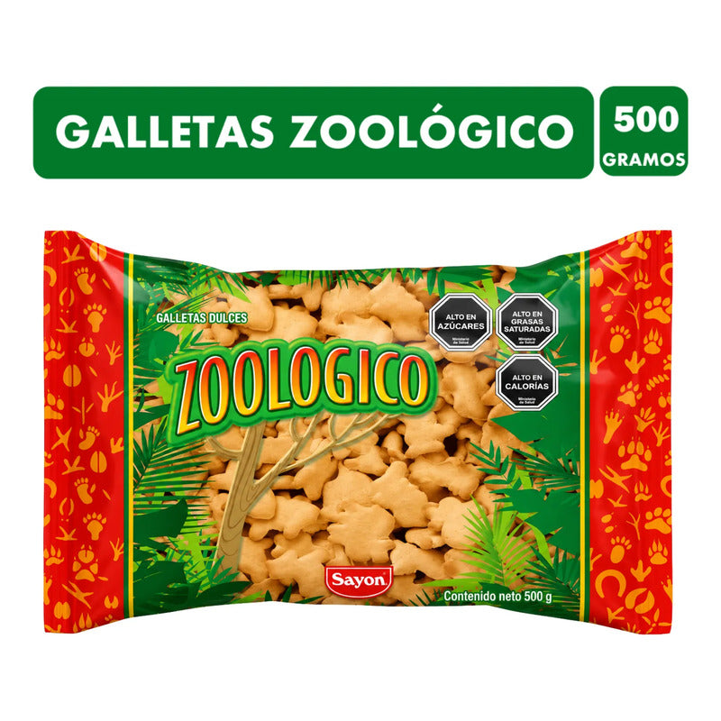 Galletas Zoológico Sayon Dulces Figuras Animales Bolsa 500g