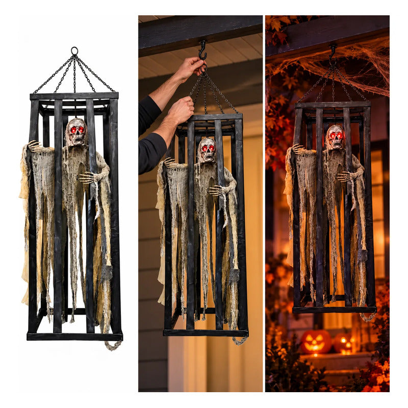 Esqueleto Enjaulado Animatronics - Decoración Halloween