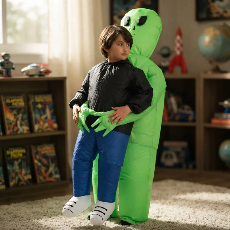Disfraz Inflable Alien Cargando Niño Infantil (120 - 150cm) Verde Lima 120 - 150