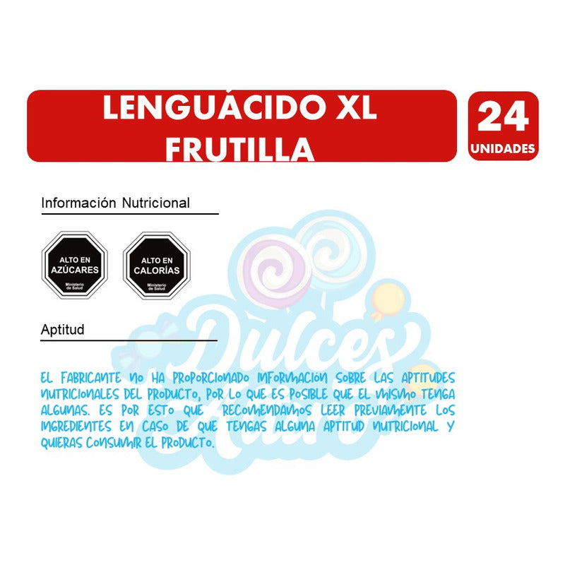Dulces Lenguácidos Xl, Sabor Frutilla, Mabú (caja Con 24 Un)