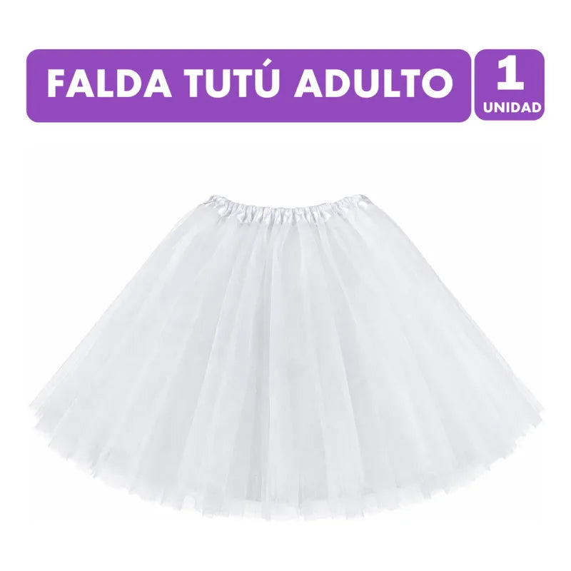 Falda Tutú Para Disfraz Mujer Color Blanco (40cm) Blanco Balerina S-m-l