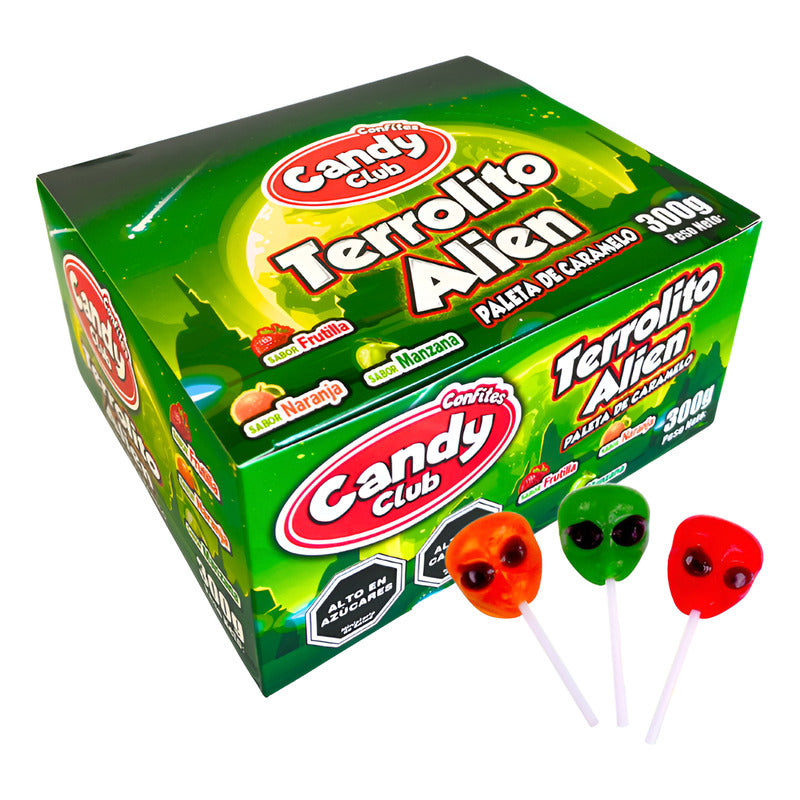 Dulces Para Halloween - Paletas En Forma De Alien (caja 30u)