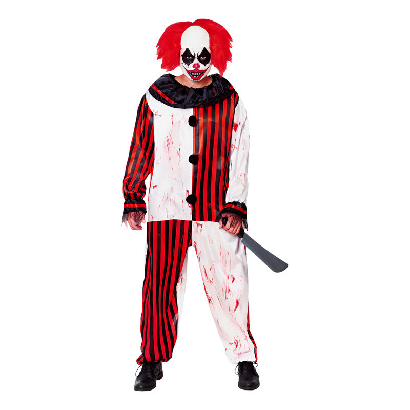 Disfraz Payaso Rayas Asesino Adulto Hombre Halloween Rojo M