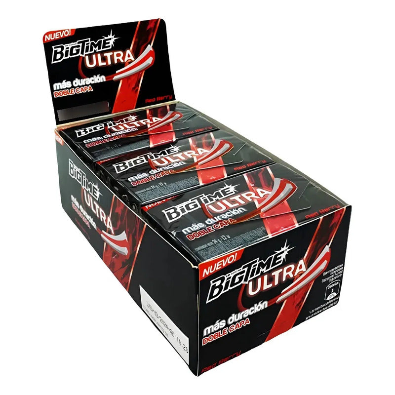 Chicle Bigtime Ultra Red Berry Frutilla Sin Azúcar (12 Uni)