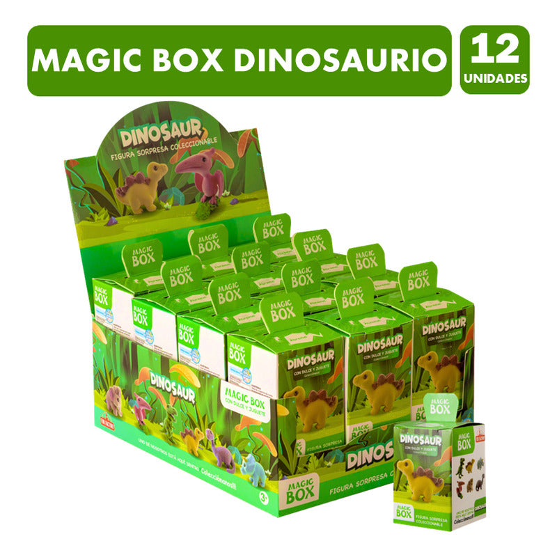 Juguetes Para Cumpleaños - Caja De 12 Dinosaurios Y Dulces