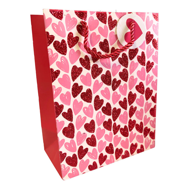 Bolsa De Regalo Corazones Glitter Surtido 18x23 - Unidad Surtido Corazones Glitter