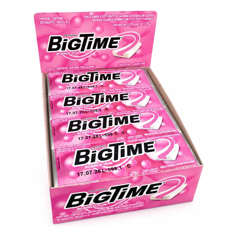 Chicle Bigtime Bubble Fun Tutti Frutti Sin Azúcar (20 Uni)