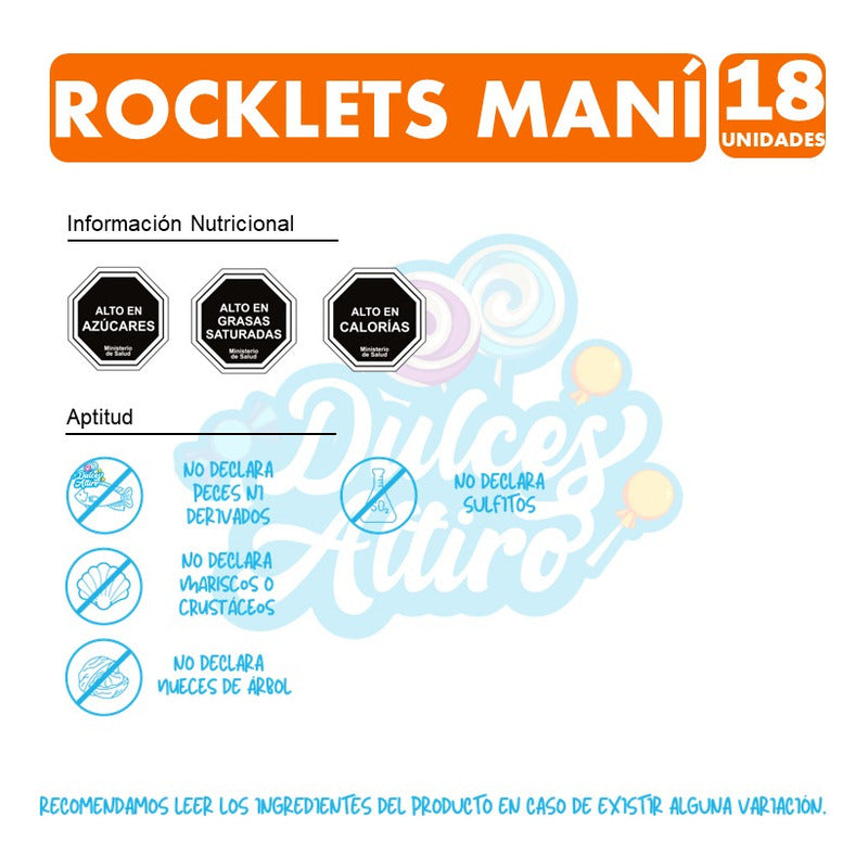 Rocklets Maní Arcor (caja Con 18 Unidades)