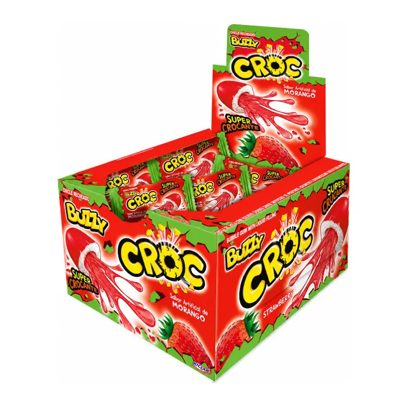Chicles Sabor Fresa Buzzy Croc Con Centro Líquido (caja 40u)