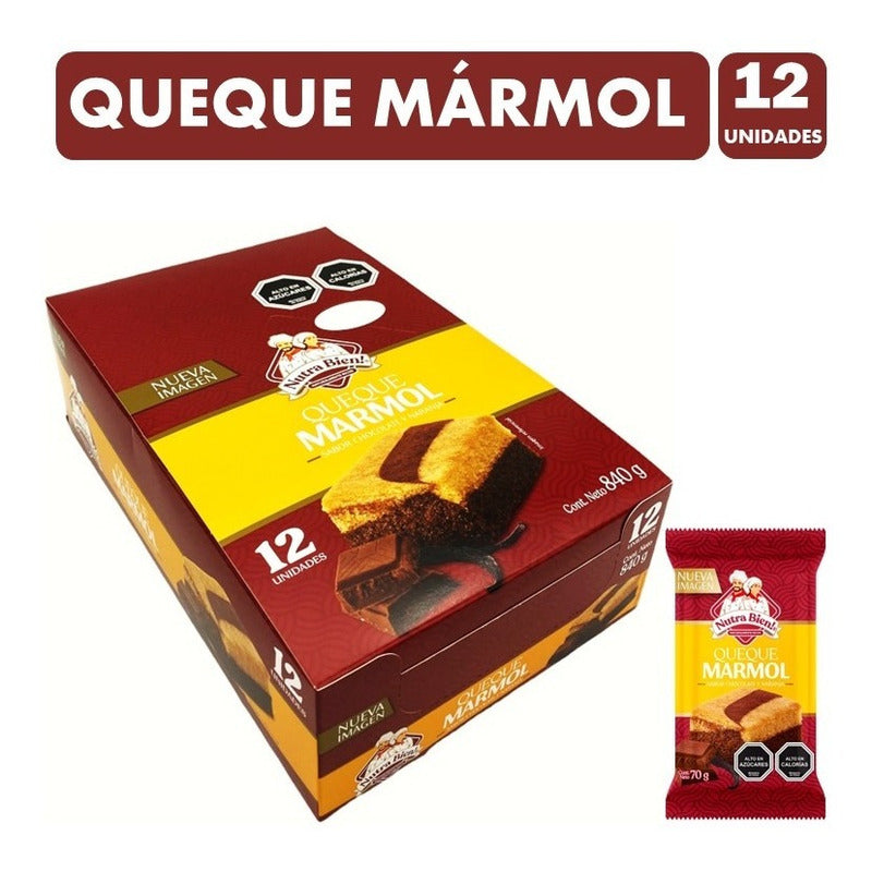 Queque Mármol Nutra Bien - Sabor Chocolate Y Naranja (12un).