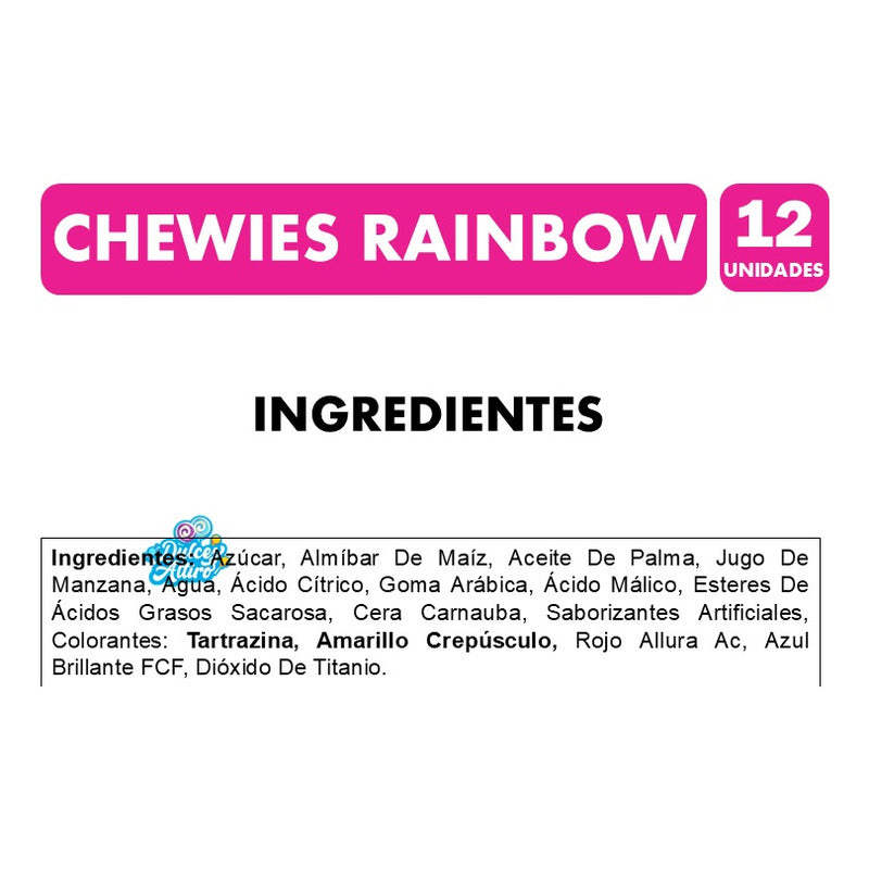 Chewies Rainbow - Masticables Sabores Frutales (12 Tubos)