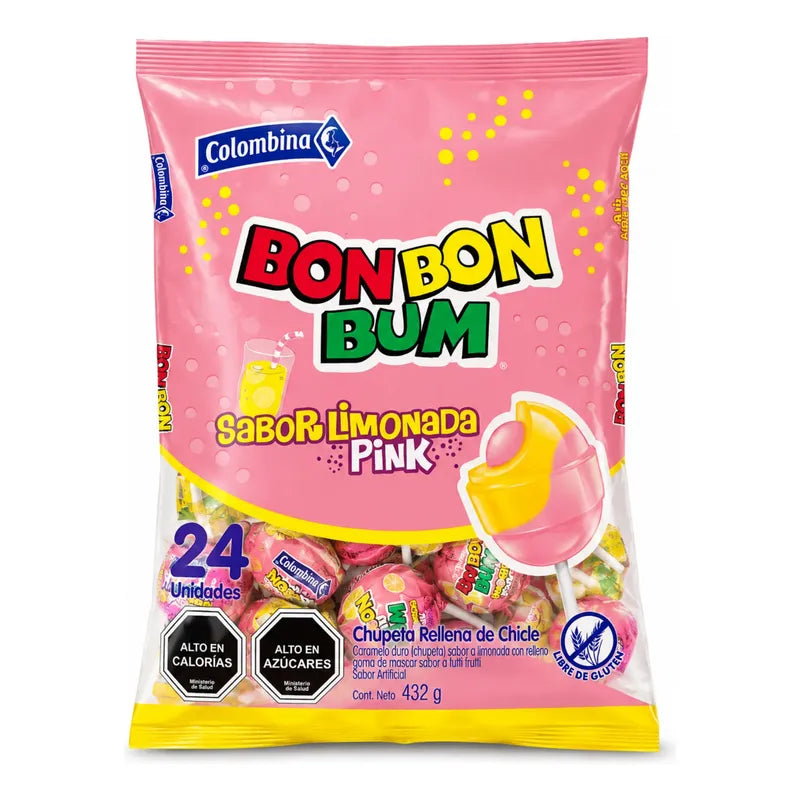 Bon Bon Bum Limonada Pink - Colombina  (24 Unidades)