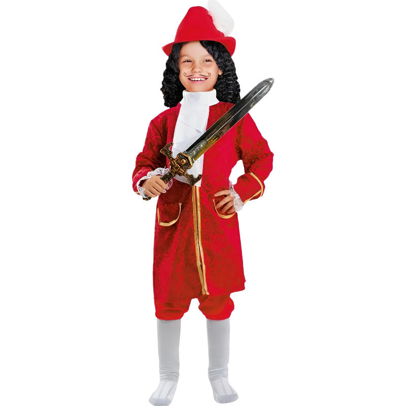 Disfraz Capitán Garfio Traje De Niño Fiesta Halloween Rojo 3-4
