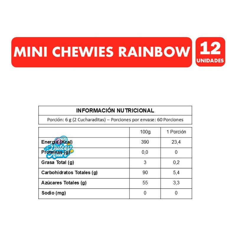 Mini Chewies - Masticables Sabores Frutales (12 Tubos)