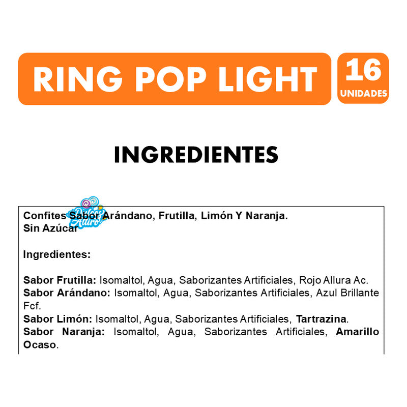 Ring Pop Light - Anillos De Caramelo Con Luz (caja Con 16un)