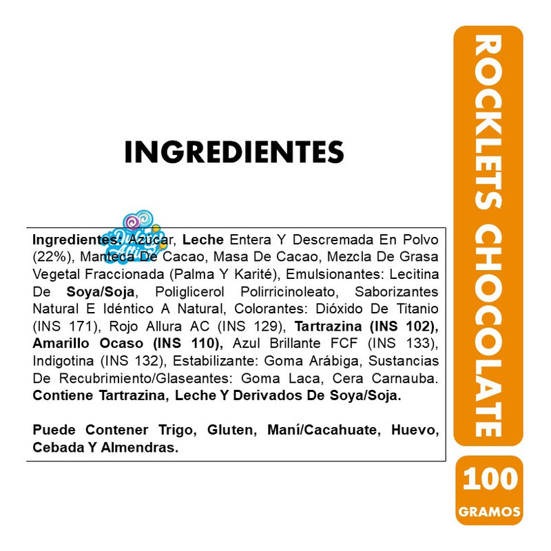 Rocklets En Tableta De Chocolate Confitado (barra Con 100gr)